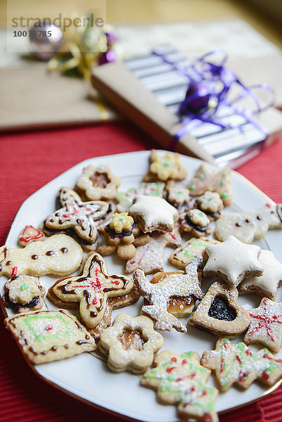 Christmas homemade gingerbread cookies in plate  Bavaria  Germany