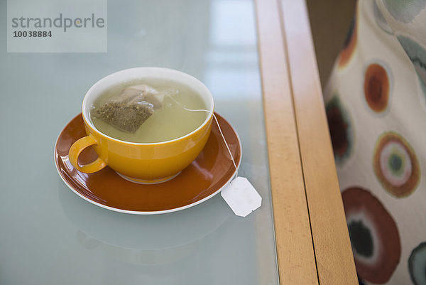 Herbal tea with teabag on a table  Munich  Bavaria  Germany