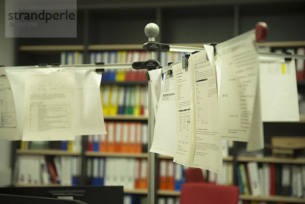 Order forms hanging in office  Munich  Bavaria  Germany