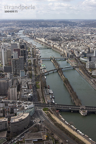Aerial view of a river passing through a city  Seine River  Paris  France