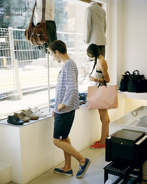 Couple shopping.