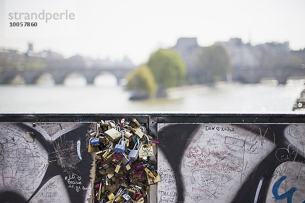 Love Locks  Pont Neuf  Pont des Arts  Paris  Frankreich