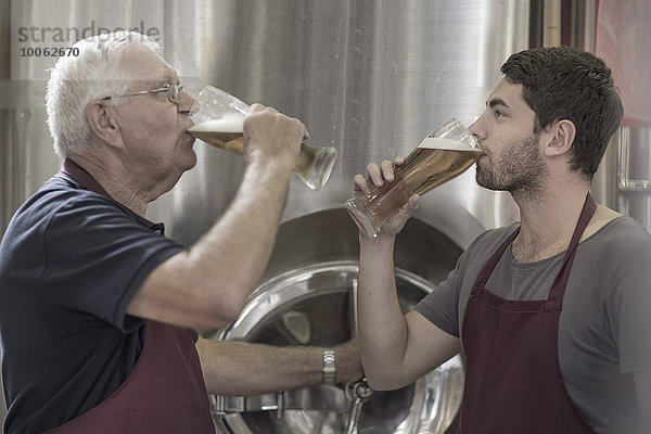 Zwei Brauereien trinken Bier in der Brauerei