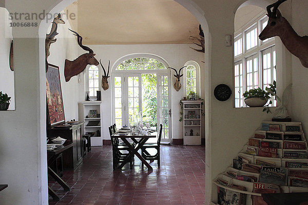 Essbereich im Ernest Hemingway Haus  Finca La Vigia  in der Nähe von Havanna  Kuba  Nordamerika