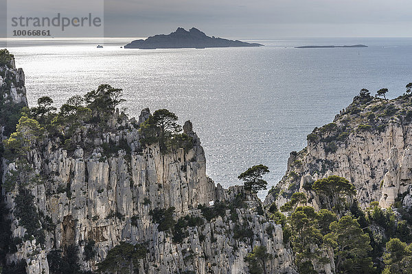 Massif des Calanques  Kalksteinfelsen  Nationalpark Calanques oder Parc national des Calanques  Vaufrèges  Marseille  Provence-Alpes-Côte d'Azur  Frankreich  Europa