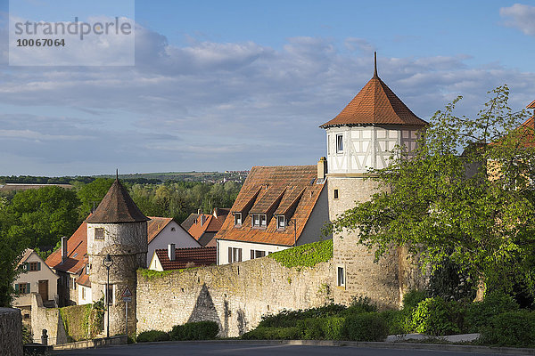 Stadtmauer mit Rundtürmen  Dettelbach  Mainfranken  Unterfranken  Franken  Bayern  Deutschland  Europa