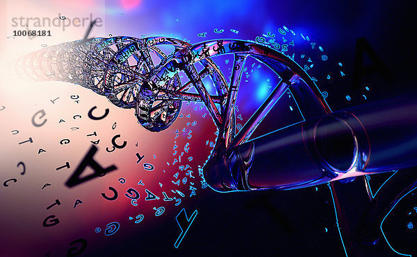 Leuchtende Doppelhelix mit DNA-Code