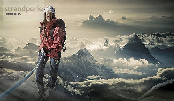 Europäer Berg wandern Alpen Monte Rosa klettern