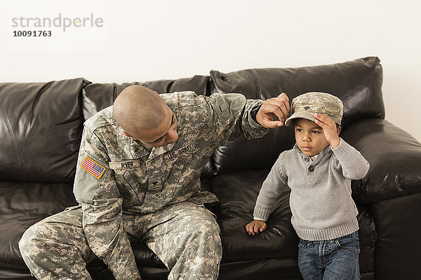 Menschlicher Vater Sohn Mütze Soldat mischen Mixed