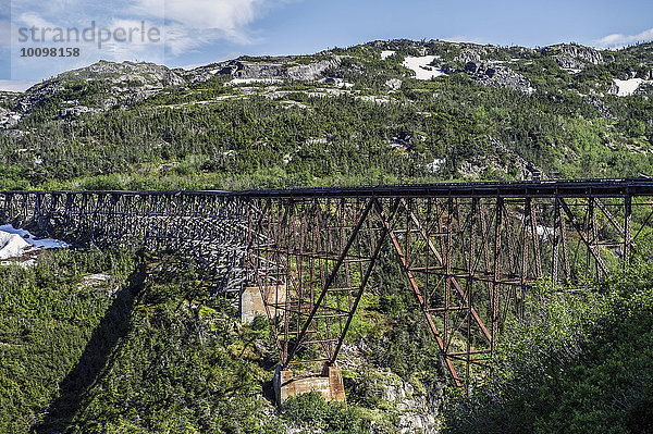 Alte Brücke Dead Horse Gulch  Bahnstrecke der White Pass-Yukon-Route  zwischen Bennett  British Columbia  Kanada  und Skagway  Alaska  USA  Nordamerika