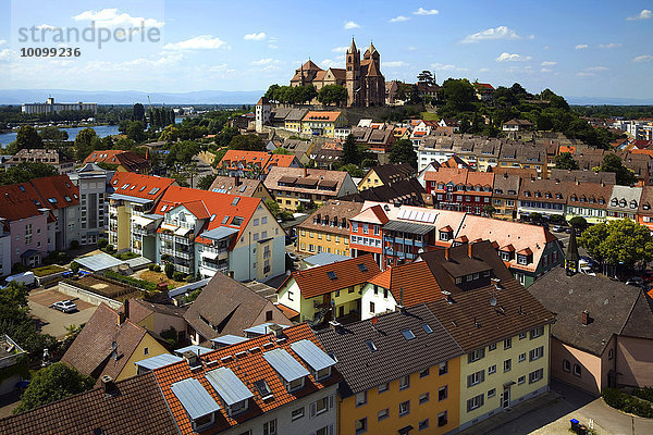 Ausblick vom Eckhartsberg auf die Altstadt mit dem romanischen St. Stephansmünster  Breisach am Rhein  Oberrhein  Schwarzwald  Baden-Württemberg  Deutschland  Europa