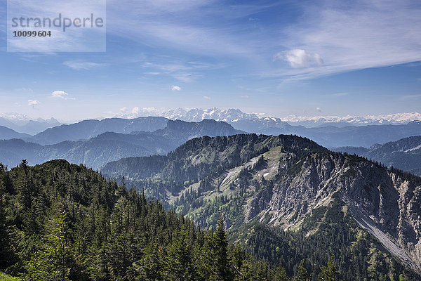 Ausblick vom Hochfelln nach Süden mit Hörndlwand und Loferer Steinberge  Chiemgauer Alpen  Chiemgau  Oberbayern  Bayern  Deutschland  Europa