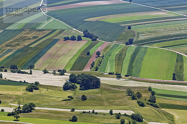 Felderlandschaft in Neue Welt  Ausblick von Hohe Wand  Gemeinde Hohe Wand  Industrieviertel  Niederösterreich  Österreich  Europa