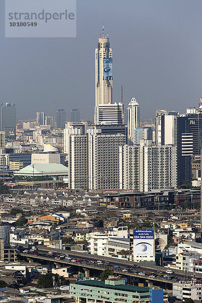 Baiyoke Tower 2  328m hoch  mit Skyline  Ausblick vom Hilton Millennium  Bangkok  Krung Thep  Thailand  Asien