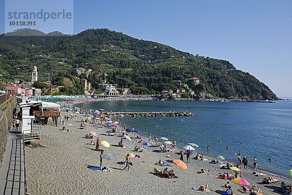 Strand  Levanto  Cinque Terre  Provinz La Spezia  Ligurien  Italien  Europa