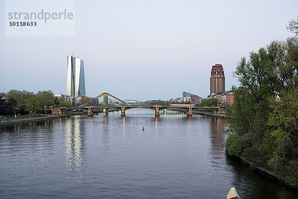 Neue Europäische Zentralbank und Main Plaza  Frankfurt am Main  Hessen  Deutschland  Europa