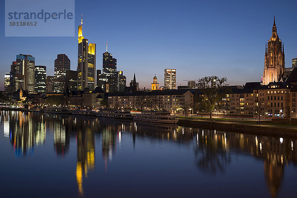 Skyline  Frankfurt am Main bei Nacht  Hessen  Deutschland  Europa