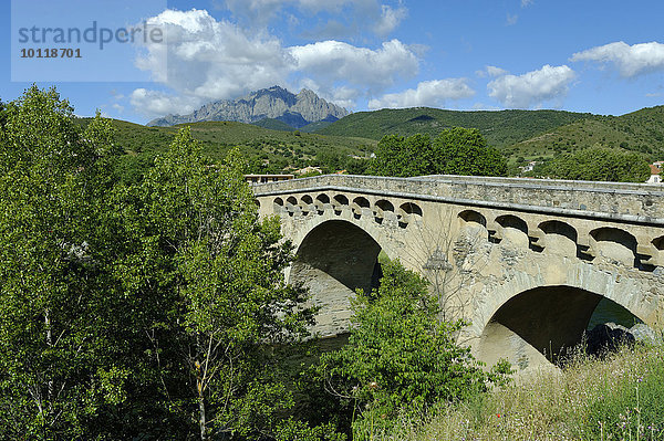 Alte Brücke über den Golo  Ponte Leccia  Morosaglia im du Vallee du Golo  Balagne  Département Haute-Corse  Nordküste  Korsika  Frankreich  Europa