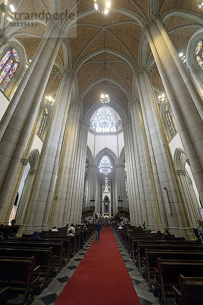 Innenansicht  Kathedrale Catedral Metropolitana de São Paulo oder Catedral da Sé  Sao Paulo  Brasilien  Südamerika