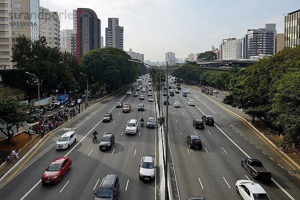 Verkehr auf der Avenida 23 de Maio  Sao Paulo  Brasilien  Südamerika