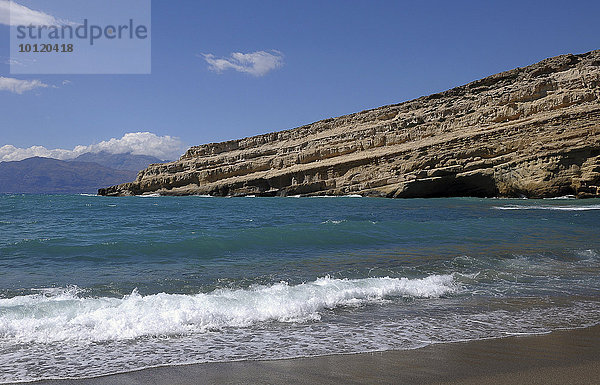 Felsen am Strand von Matala  Südküste  Kreta  Griechenland  Europa