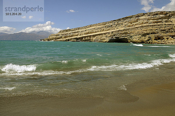 Felsen am Strand von Matala  Südküste  Kreta  Griechenland  Europa