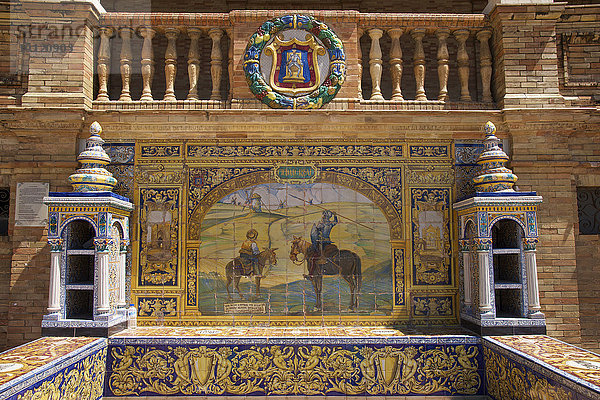 Azulejos an der Plaza de España  Sevilla  Andalusien  Spanien  Europa