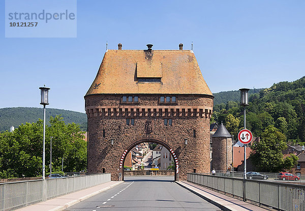 Brückentor auf der Mainbrücke  Miltenberg  Mainviereck  Unterfranken  Franken  Bayern  Deutschland  Europa