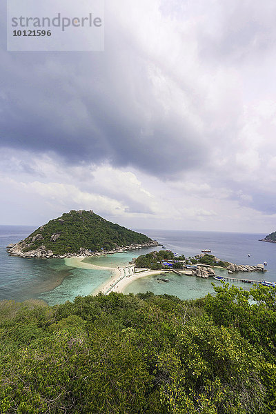 Blick über Insel Koh Nang Yuan  auch Nangyuan  bei Koh Tao  Golf von Thailand  Thailand  Asien