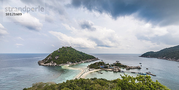 Ausblick über Insel Koh Nang Yuan  auch Nangyuan  bei Koh Tao  Golf von Thailand  Thailand  Asien