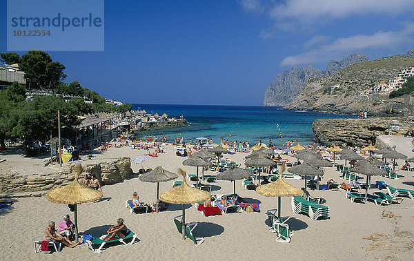 Strand in der Cala de Sant Vicente  Mallorca  Balearen  Spanien  Europa