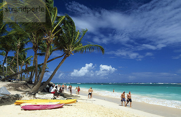 Palmenstrand an der Playa Bavaro  Punta Cana  Dominikanische Republik  Karibik  Nordamerika