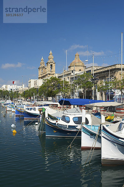 Fischerboote am Msida Creek in Valletta  Malta  Europa