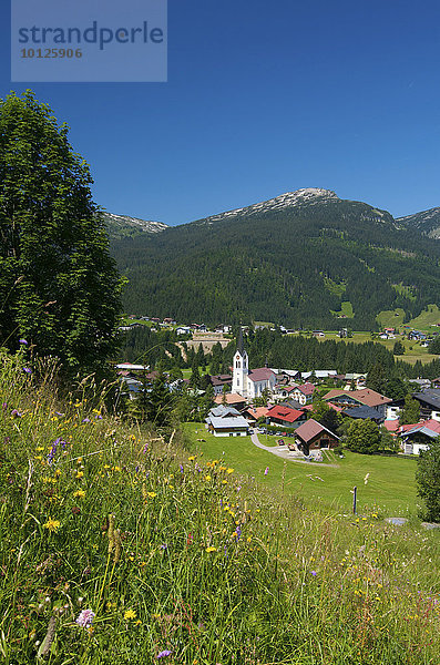 Riezlern mit Blick auf den Hohen Ifen  Kleinwalsertal  Allgäu  Vorarlberg  Österreich  Europa