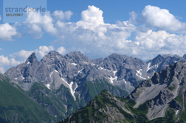 Trettachspitze  Mädelegabel und Hochfrottspitze vom Fellhorn aus  Oberstdorf  Allgäu  Bayern  Deutschland  Europa