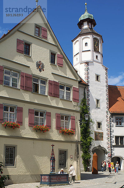 Rathausturm in der Altstadt von Wangen im Allgäu  Oberschwaben  Allgäu  Baden-Württemberg  Deutschland  Europa