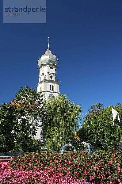 Pfarrkirche in Wasserburg  Bodensee  Bayern  Deutschland  Europa