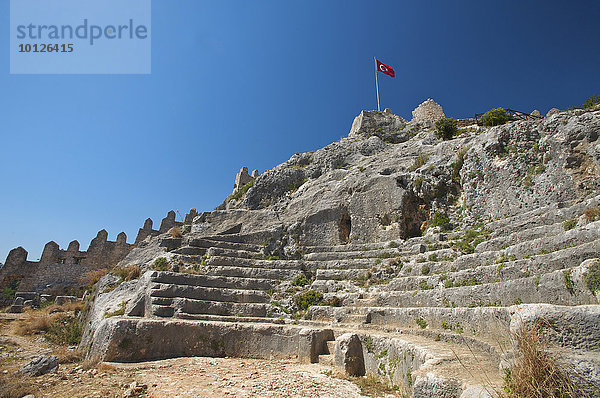 Theater auf der Burg von Kale  Simena  Lykien  türkische Südküste  Türkei  Vorderasien  Asien