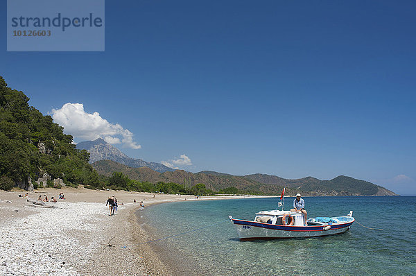 Strand von Olympos  bei Kemer  Lykien  türkische Riviera  Türkei  Vorderasien  Asien