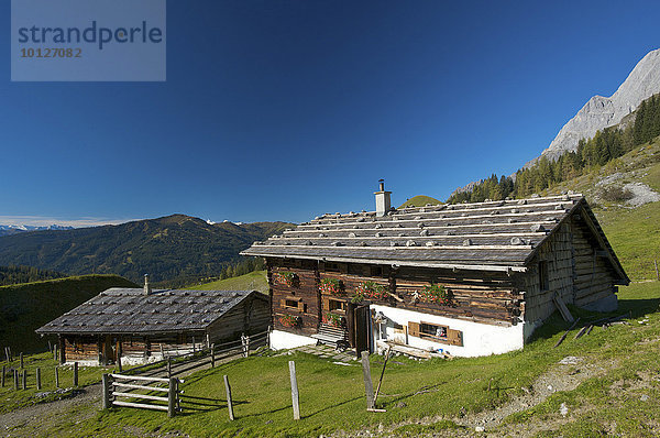 Alm beim Arthurhaus in Mühlbach vor den Mandlwänden des Hochkönigs im Pinzgau  Pongau im Salzburger Land  Österreich  Europa