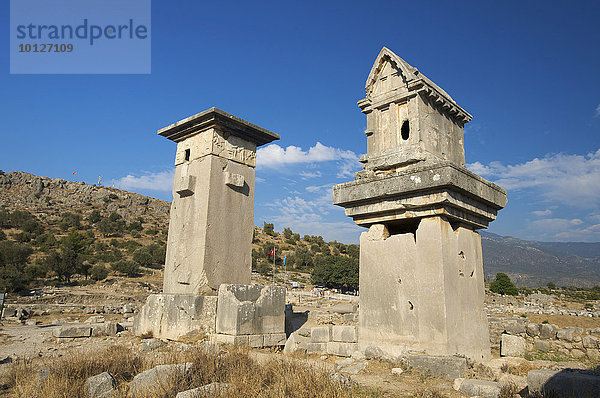 Pfeilergräber in Xanthos  Lykien  Südwestküste  Türkei  Asien