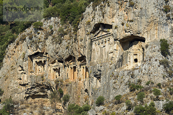 Felsengräber von Kaunos bei Marmaris  türkische Ägäis  Türkei  Asien