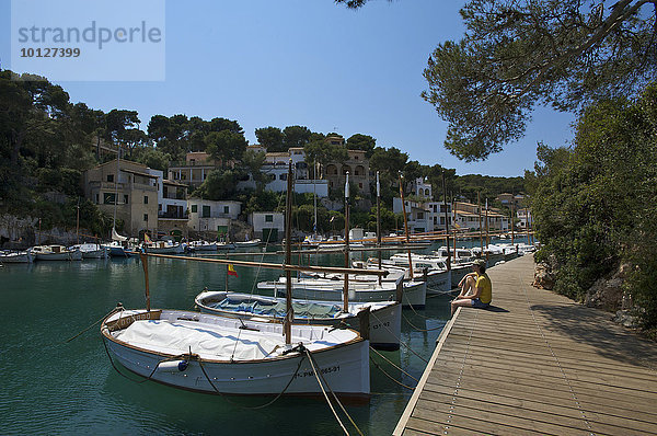 Boote in der schmalen Bucht von Cala Figuera  Mallorca  Balearen  Spanien  Europa