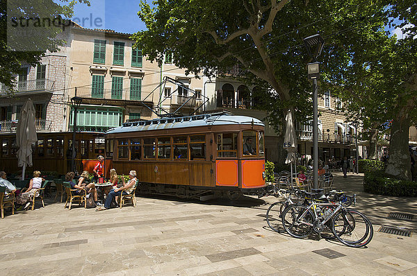 Straßenbahn in Soller  Mallorca  Balearen  Spanien  Europa