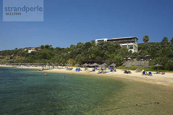Strand des Eagles Palace Hotels in Ouranopoli  Athos  Chalkidiki  Griechenland  Europa