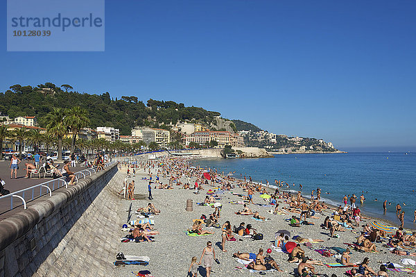 Strand an der Promenade des Anglais  Nizza  Côte d?Azur  Département Alpes-Maritimes  Provence-Alpes-Côte d?Azur  Frankreich  Europa
