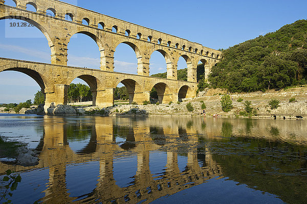 Aquädukt Pont du Gard  Nîmes  Region Languedoc-Roussillon  Frankreich  Europa