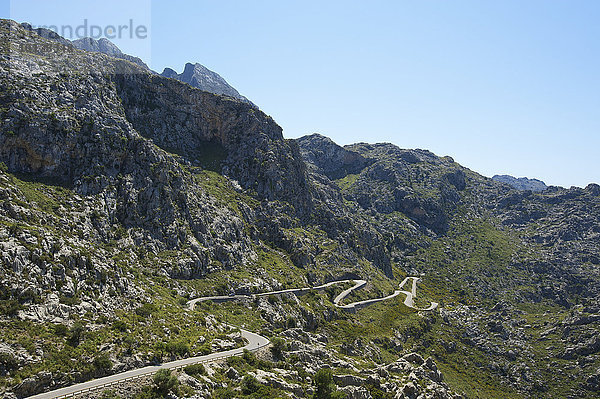 Straße nach Sa Calobra  Tramuntana-Gebirge  Sa Calobra  Serra de Tramuntana  Mallorca  Balearen  Spanien  Europa