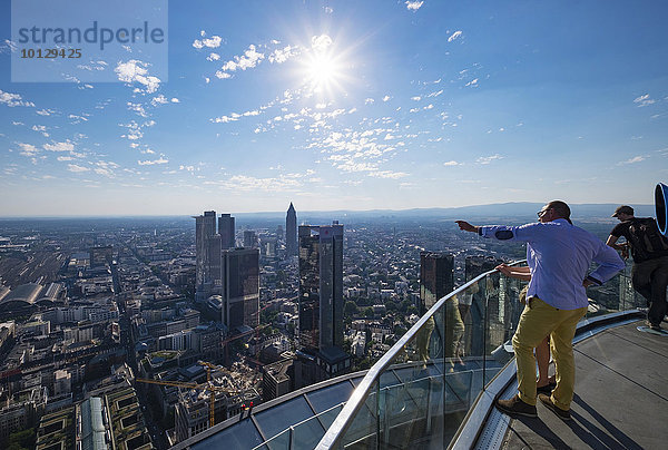 Aussichtsplattform auf Main Tower  Ausblick nach Westen über Bankenviertel  Frankfurt am Main  Hessen  Deutschland  Europa