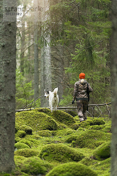 Frau Wald Hund Jagd